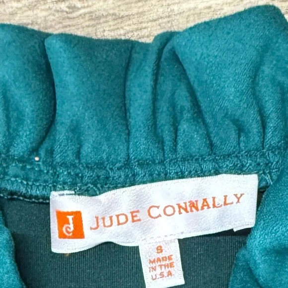 Jude Connally emerald green shift dress with ruffles size small - Picture 3 of 6